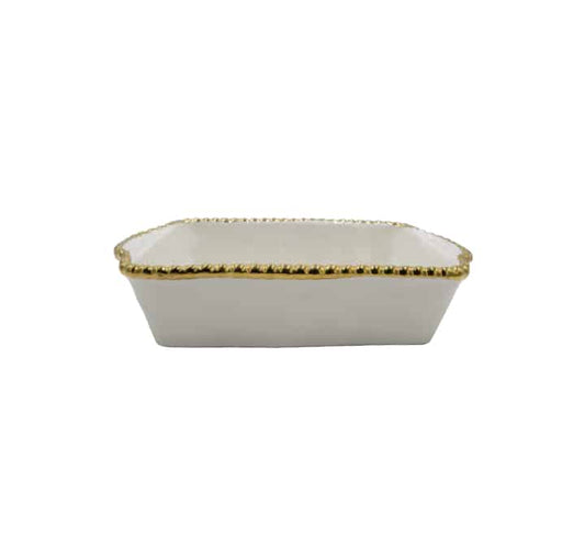 Gold Rim Ceramic Serving Dish - 23cm