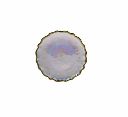 Gold Rim Colourful Glass Side Plate 20cm