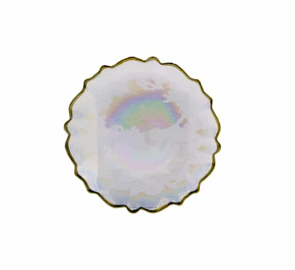 Gold Rim Glass Dinner Plate 28cm - Rainbow Color