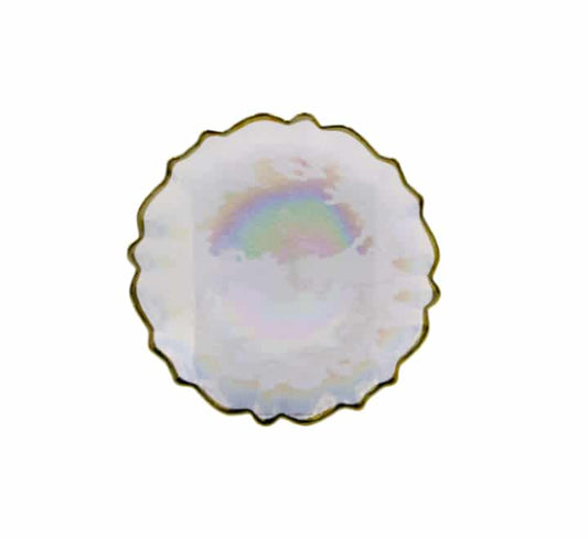 Gold Rim Glass Dinner Plate 28cm - Rainbow Color