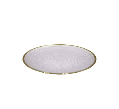 Gold Rim Hammered Glass Dinner Plate 27cm