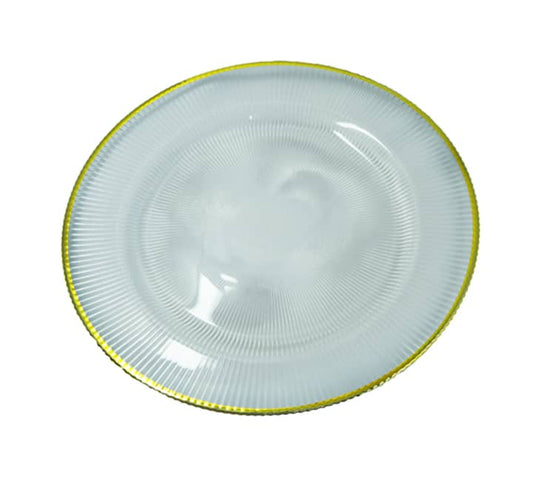 Gold Rimmed Clear Glass Pattern Underplate