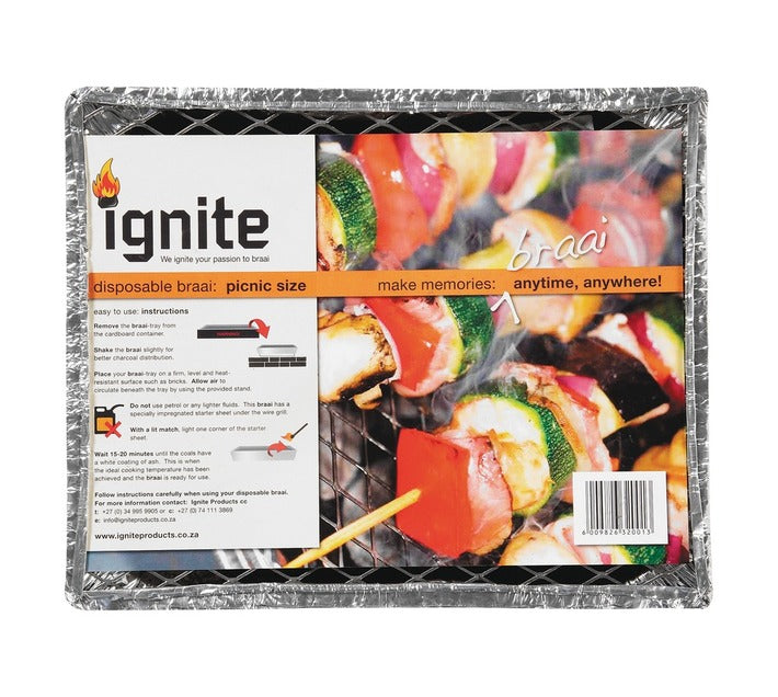 Ignite Picnic Disposable Braai 300 x 230 mm Charcoal