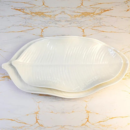 Leaf Platter White Large - 38cm