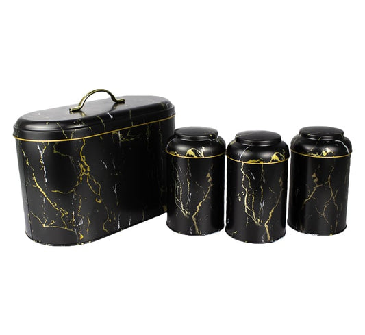 Marble Pattern Bread Bin With Canister Set