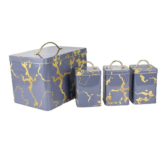 Marble Pattern Bread Bin With Canister Set