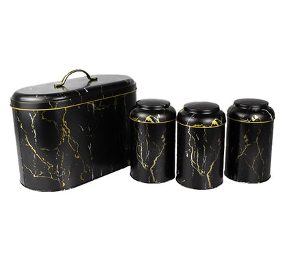 Marble Pattern Bread Bin With Canister Set