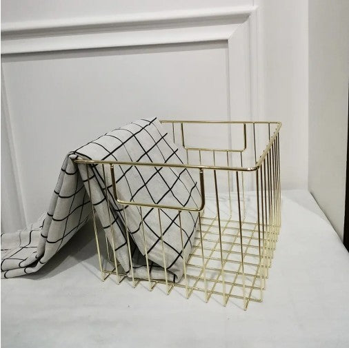 Metal Square Basket 18.5x24cm - Gold