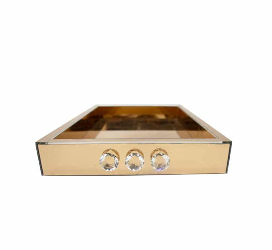 Mirrored Glass Tray Crystal Knobs