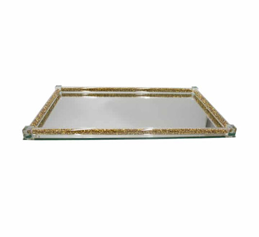 Mirrored Glass Tray Gold Boarder