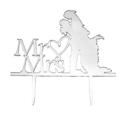 Mr & Mrs Wedding Cake Topper - Silver