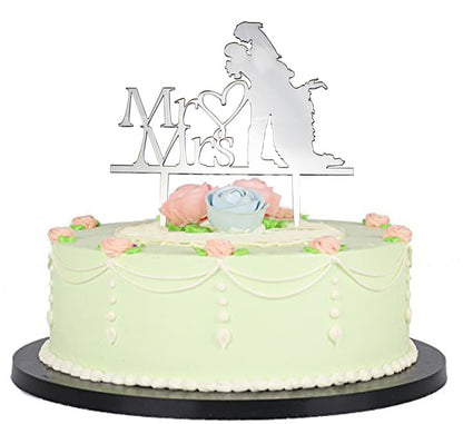 Mr & Mrs Wedding Cake Topper - Silver