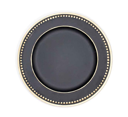 Plastic Beaded Underplate Black With Gold