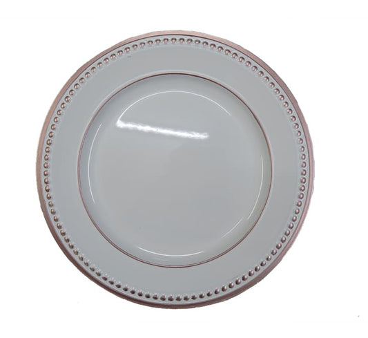 Plastic Beaded Underplate White With Rose Gold