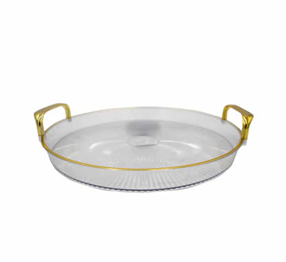 Plastic Serving Tray Gold Handles 37cm