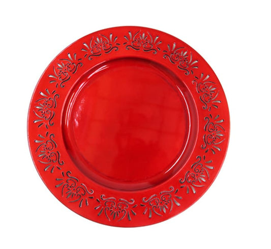 Plastic Underplate - 33cm Red with Embossed Edge