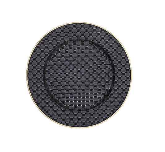 Plastic Weaved Underplate Gold Rim - Black