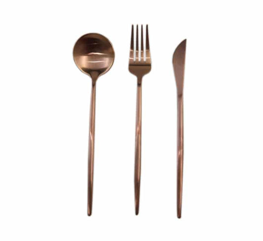 Elegant Portugal Cutlery Set 3 Piece - Rose Gold