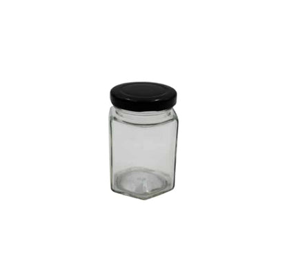Regent Glass Hexagonal Jar Black Lid 130ml
