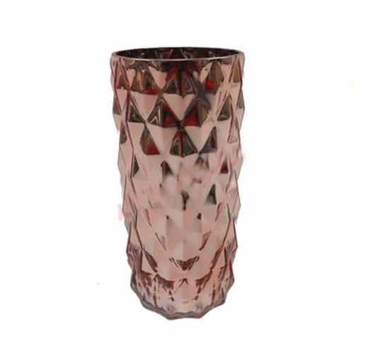 Rose Gold Glass Vase - 19.5x11cm