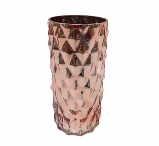 Rose Gold Glass Vase - 24X11cm