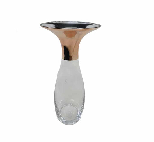 Rose Gold Top Glass Vase - 15X31cm