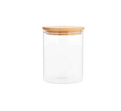 Round Glass Jar with Bamboo Lid - 10x12cm