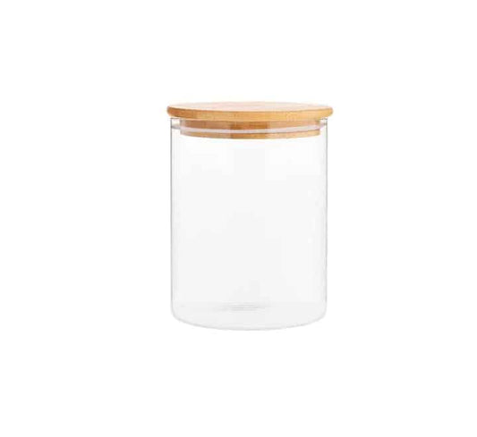 Round Glass Jar with Bamboo Lid - 10x12cm