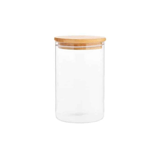 Round Glass Jar with Bamboo Lid - 10x15cm