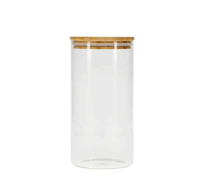 Round Glass Jar with Bamboo Lid - 10x20cm