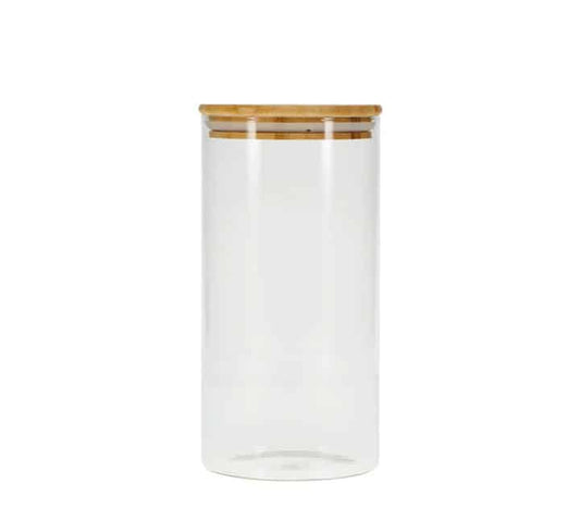 Round Glass Jar with Bamboo Lid - 10x20cm