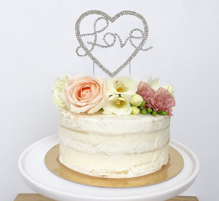 Silver Cake Topper - Romantic
