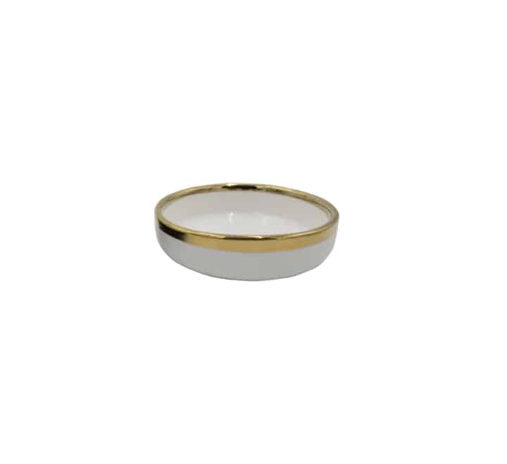 Small Ceramic Bowl with Gold Rim 3.75″
