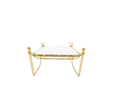 Snack Serving Platter on Gold Stand