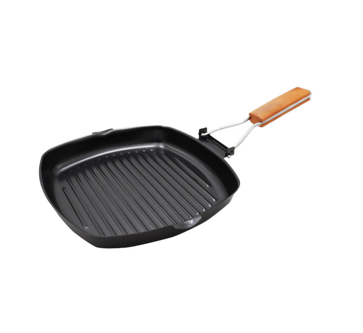 Square Grill Pan with Wooden Handle