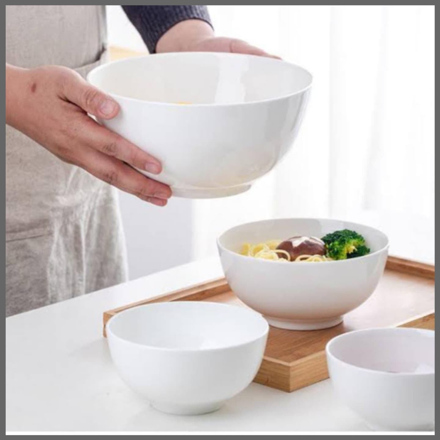 White Deep Ceramic Bowl - 23x11cm