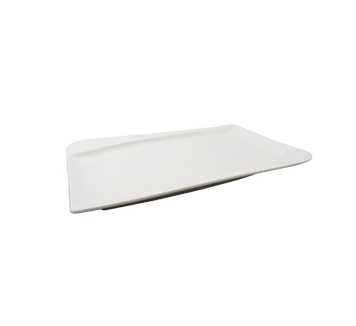 White Rectangular Modern Design Ceramic Platter -37x25cm
