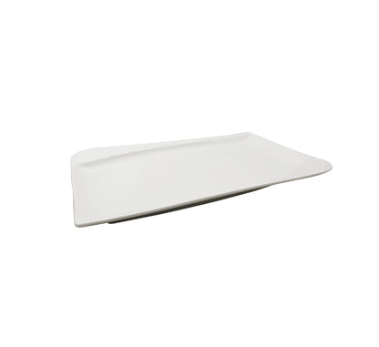 White Rectangular Modern Design Ceramic Platter -37x25cm