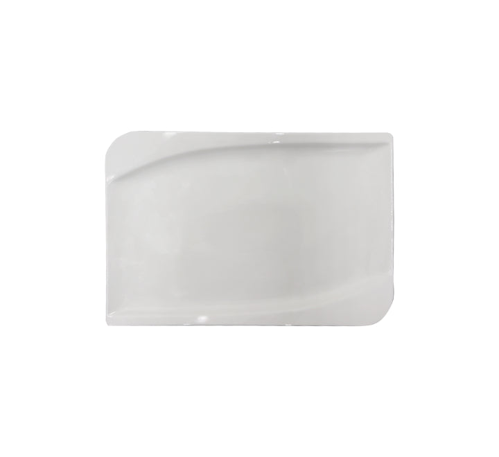 White Rectangular Modern Design Ceramic Platter -37x25cm