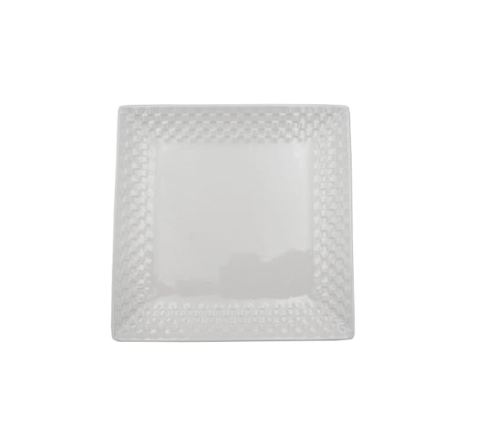 White Side Plate with Blocks Pattern Boarder 20cm