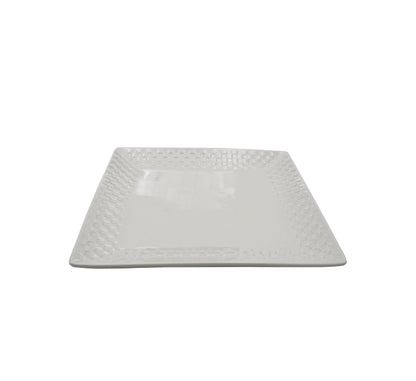 White Side Plate with Blocks Pattern Boarder 20cm