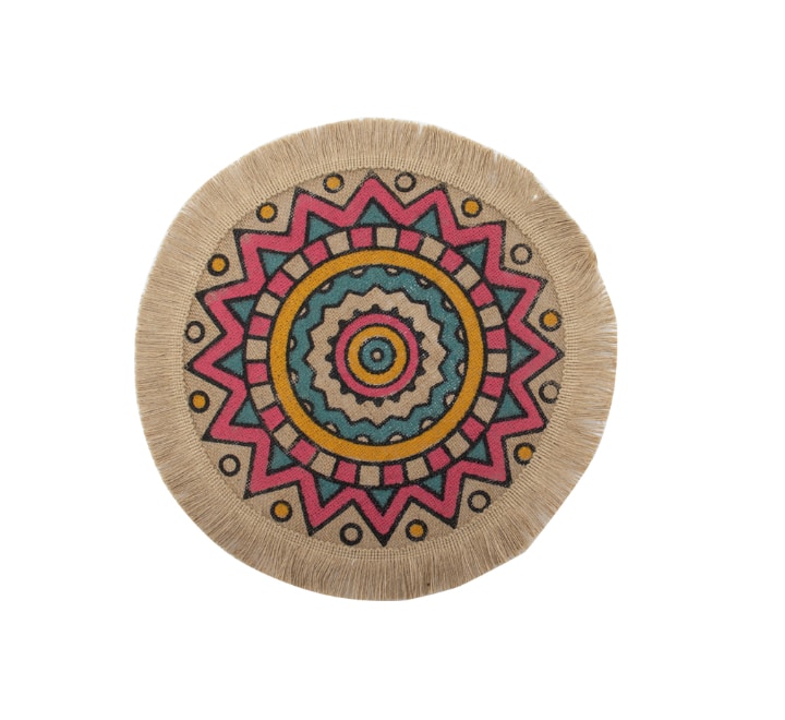 Woven Placemat Multicolor with Fringe 38cm