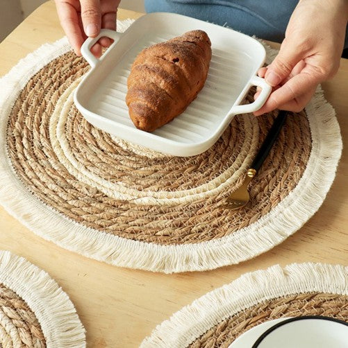 Woven Placemat with Fringe Trim 33cm