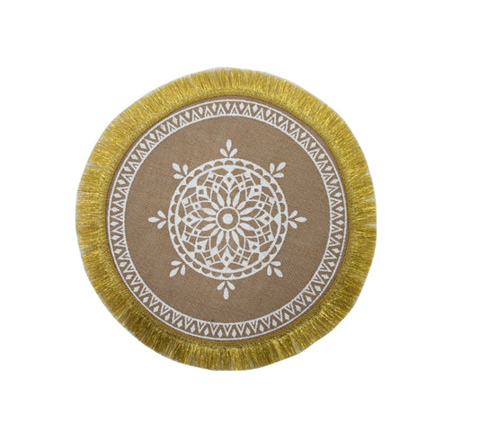 Woven Placemat with Gold Fringe 38cm